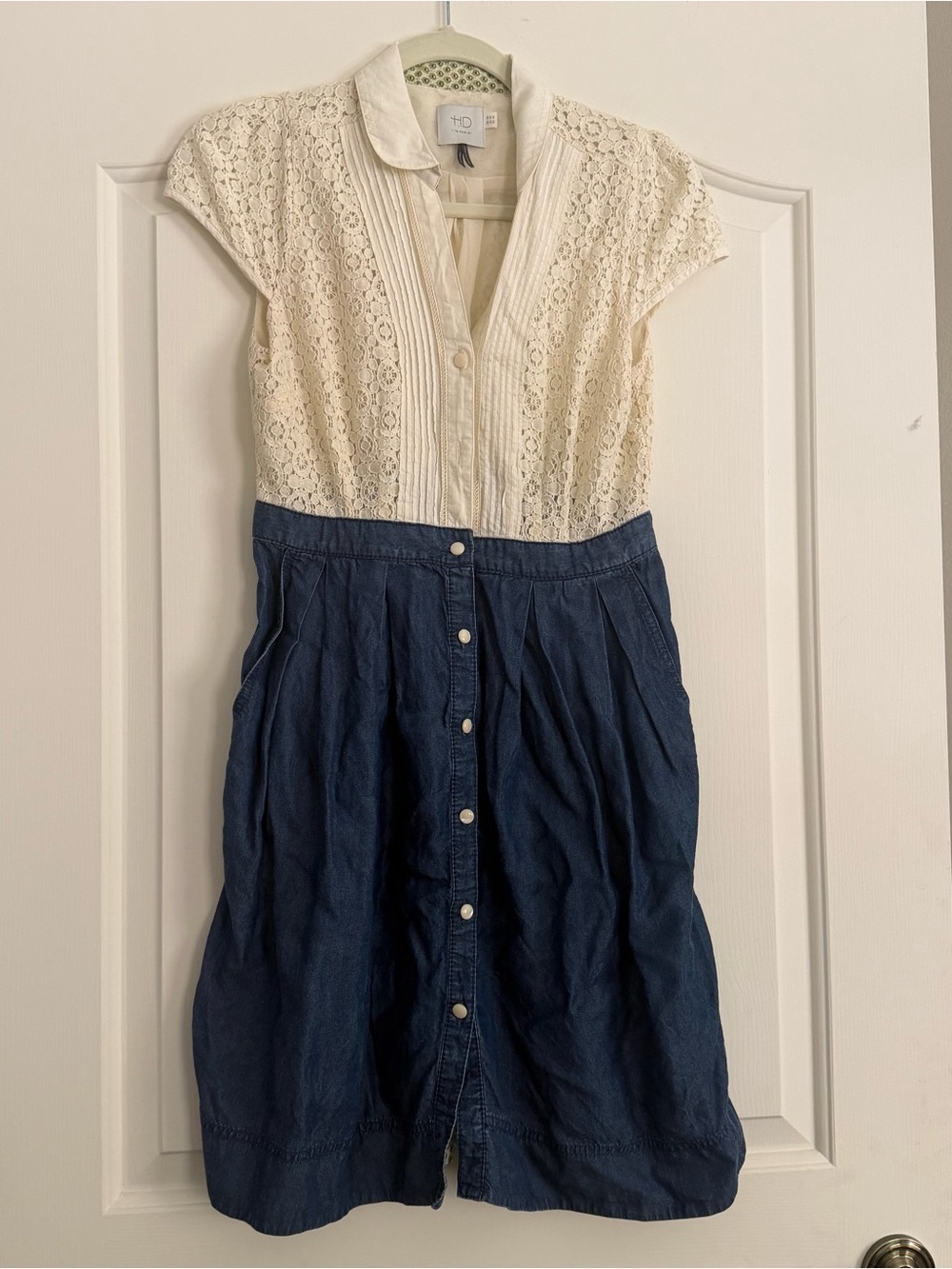 HD in Paris Lace + Chambray Dress (Anthropologie)
